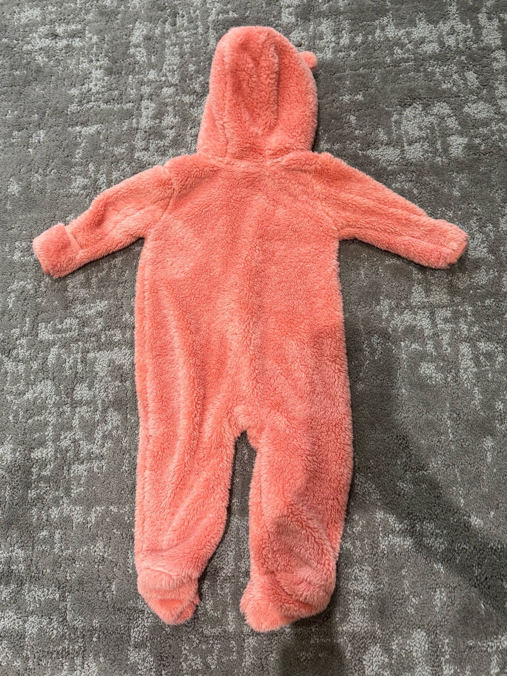 Eddie Bauer Coral Fuzzy Hooded Baby Footie (Size 6-9 Months) - Picture 2 of 3